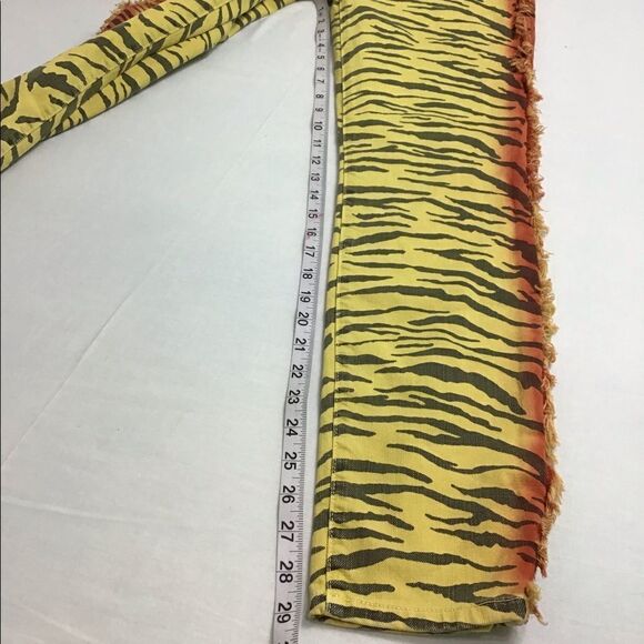 Current/Elliott Yellow Zebra Print Skinny Leg Jeans New With Tag Size 27 - Picture 7 of 15